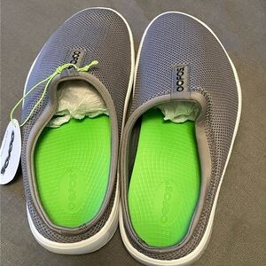 OOFOS Gray Shoes with Neon Green Insoles